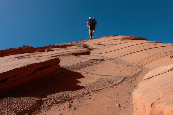 Person climbing a mountain