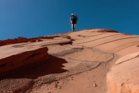 Person climbing a mountain